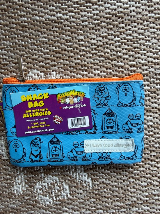 Allermates Other - Allermates Blue Snack Bag with Orange Zipper - Allergy Alert